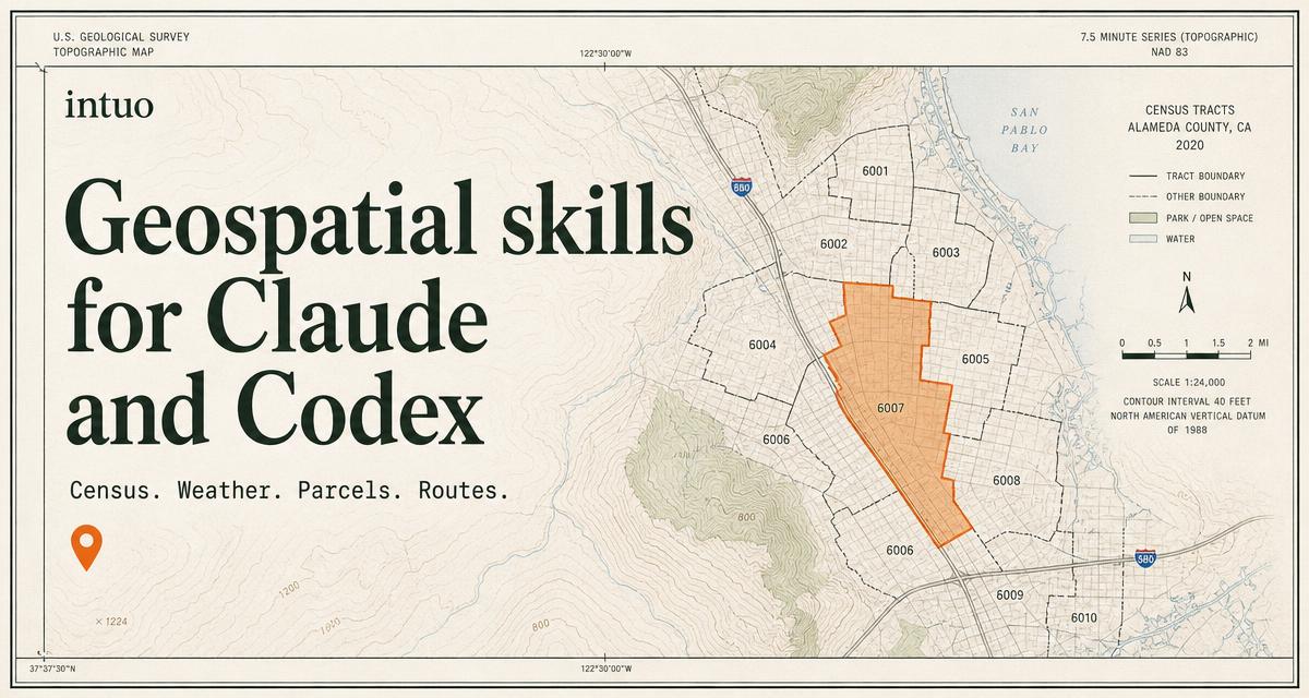 Screenshot of Intuo, Geospatial skills that teach Claude and Codex to draw real maps